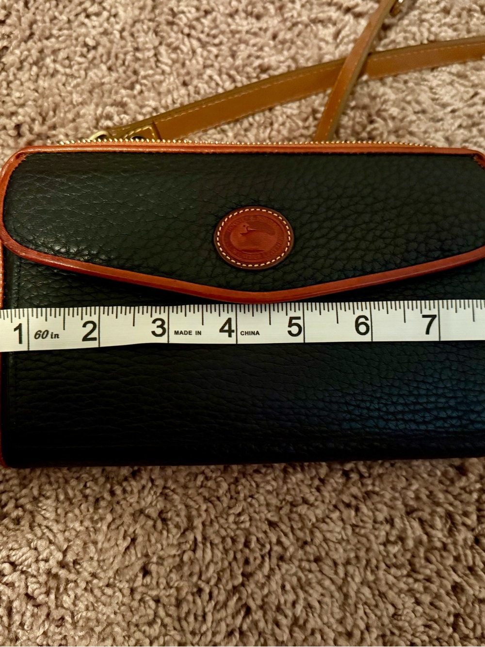Dooney & Bourke Black Pebbled Leather Crossbody with Brown Trim - Picture 5 of 7
